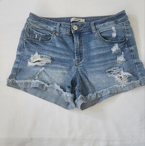 Refuge Denim Jean Shorts Distressed Festival Stretch Coastal Cowgirl Mid Rise 6